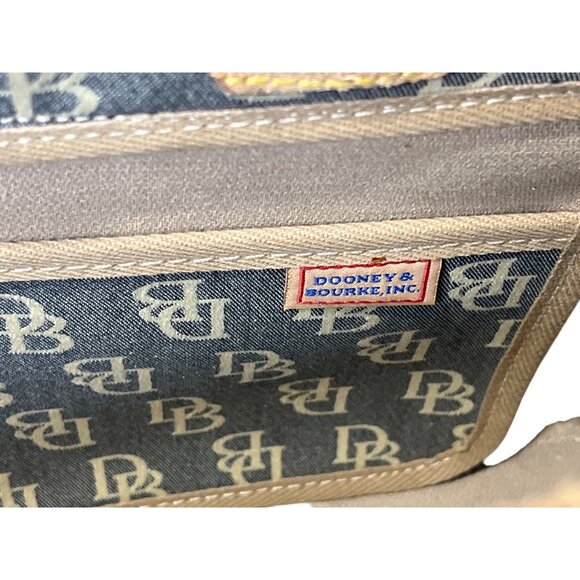 Dooney Bourke Monogram Canvas Tote Bag Logo Tulip Tassel Satchel Leather-Handles - Picture 5 of 8